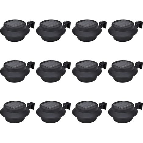 Lámparas solares para valla exterior 12 uds LED negro vidaXL