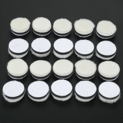 Lot de 30 tampons de polissage en laine de 2,5 cm (1 pouce) pour polisseuse de voiture ou outil de polissage de vitres, finition miroir. (1/5)