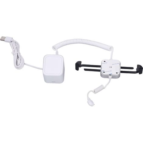 Support antivol avec alarme de sécurité 95-120 dB, fonction de charge, antidérapant et télécommande pour magasin ou centre commercial (prise USB-C). (1/5)