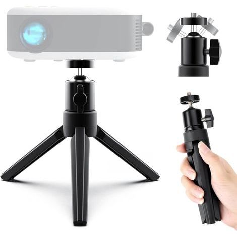 Mini Trépied de Vidéoprojecteur - Trépied pour Mini Projecteur Portable, Support de Projecteur avec Rotule Rotative à 360° en Métal pour Appareil Photo, Mini Projecteur, Webcam/Trépied PTZ (1/4)