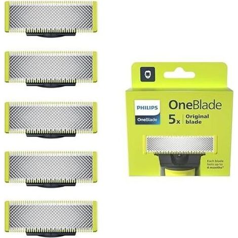 Lames de rechange en acier inoxydable pour rasoir OneBlade – Compatibles avec modèles QP250 et QP50 – Lot de 5 pièces