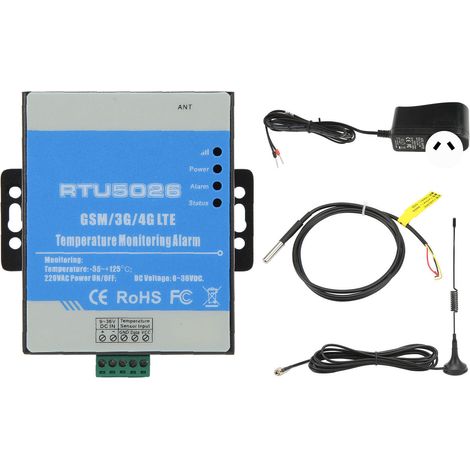 Alarme température 12V CC GSM 3G 4G RTU métal pour station solaire, observatoire météo, bibliothèque, prise AU 4GL‑AU (1/5)
