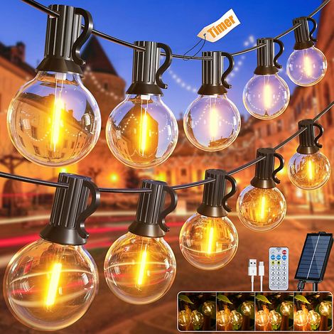 Guirlande lumineuse solaire d&aposextérieur de 30 m, rechargeable, avec télécommande, 50 + 2 ampoules LED, étanche IP44 (1/5)