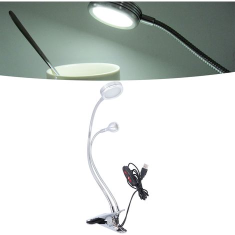 Lampe à pince LED double tête à intensité variable pour la réparation de téléphones portables, lampe de bureau à pince flexible (1/5)