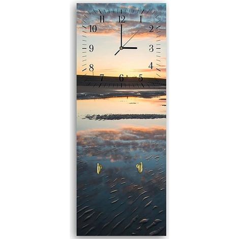 Horloge Murale Paysage Coucher de Soleil Élégante et Fonctionnelle - 30 x 90 cm