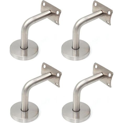 4 Pièces Supports de Rampe d'escalier en Acier Inoxydable Balustrade Murale Support de Tube 90° Supports de Main Courante pour Fixation Murale Escalier Support Mural de Garde-Corps Supports Muraux (1/4)