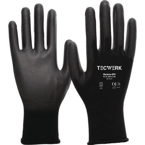 TECWERK Handschuhe Blackstar NPU Gr.8 (L) schwarz EN 388 PSA II TECWERK