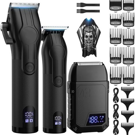 Men's Hair Clipper, Men's Beard Trimmer, Electric Shaver with LED Display, Rechargeable Trimmer Precision Finish Kit with Guide Comb (1/5)