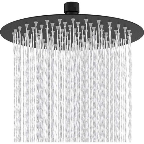 Ulisem8 pouces pommeau douche Rond fixe tête de douche en acier inoxydable Noir à 180 ° rotatif puissant Haute pression Spray de pulvérisation de salle de bains salle de bains Pommes de douche fixes (1/4)