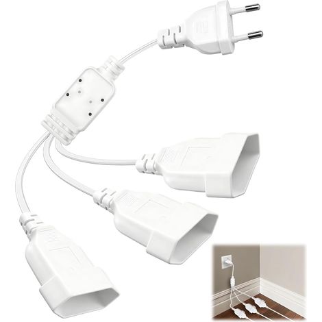 2 en 1 Rallonge Plate, 50cm Multiprise Plate Derriere Meuble 250V/2.5A Max Rallonge Prise Fiche Plate pour TV Ordinateurs Lampes Projecteurs, la Plupart des Appareils Domestiques(Blanc) (1/5)