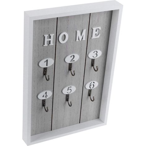 Organisateur de Porte-Clés en Bois avec Crochets en Fer de Haute qualité pour un Rangement élégant des Clés dans la Chambre et le Bureau (C) (1/5)