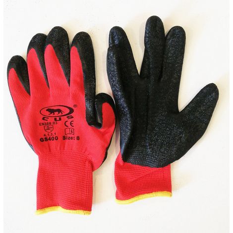 Guanti ricoperti nitrile neri - rossi, taglie disponibili  8 (1/3)