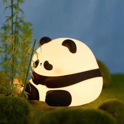 Veilleuse Panda, lampe de nuit LED animaux, veilleuse de pépinière à intensité variable à 3 niveaux, lampe tactile sans fil rechargeable par USB