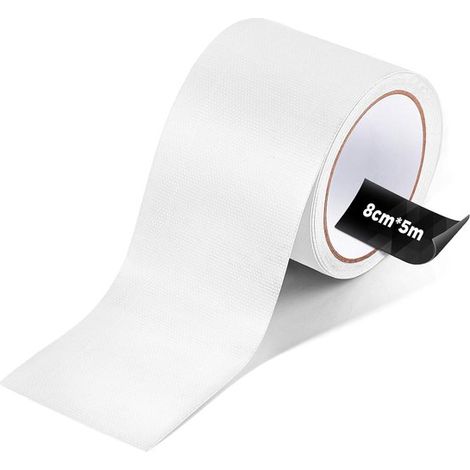 Ruban de réparation pour toile de tente - 8 cm x 5M - blanc - Auto-adhésif - TPU - pour auvent, bâche, housses de bateau et tentes (1/5)