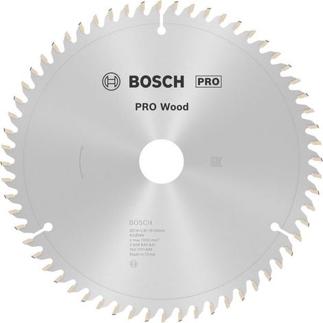Bosch PRO Wood Circular Saw Blade 216 x 2.8 x 30 mm T60 2608640642