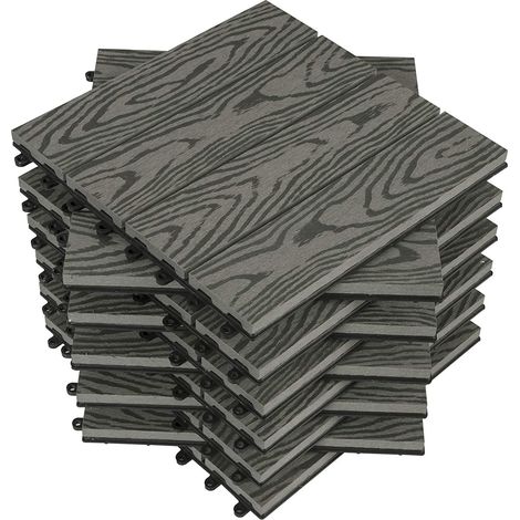 Woltu – Dalle de terrasse en composite bois-plastique 11 pièces – Dimensions 30x30 cm – Résistant aux UV et antidérapant – Installation simple sans outils (1/4)