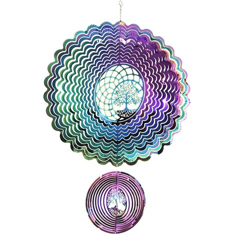 Carillon Éolien - Acier Inoxydable 3D - 25 cm - Rotatif - Décoration Extérieure Jardin Fenêtre - 1 Pièce (1/5)