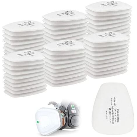 Lot de 60 filtres en coton 3M, filtre pour masque complet, filtre à insertion 5n11 CN, filtre en coton pour filtres 6000, 6200, 6800, 7501, 7502, FF402 (blanc) (1/5)