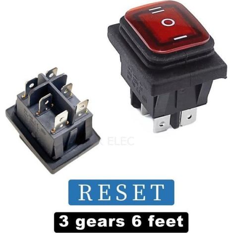 ON OFFON reset R Interrupteur à bascule étanche KCD4, 2 positions-3 positions, 6 broches, réinitialisation o (1/4)