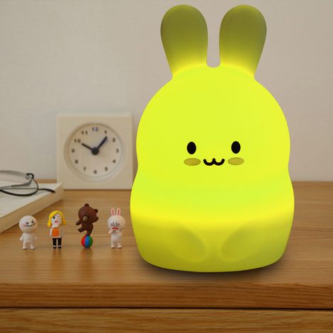 Luce notturna per bambini con telecomando, controllo touch, 16 colori, design a forma di coniglio, luce notturna per bambini con timer  Lampada a LED per bambini senza BPA  Lampada da comodino ricaric