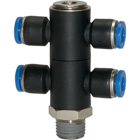 Riegler T-Mehrfachverteiler »Blaue Serie «, 4-fach drehbar, R 1/4 a. Ã˜12mm (1/3)
