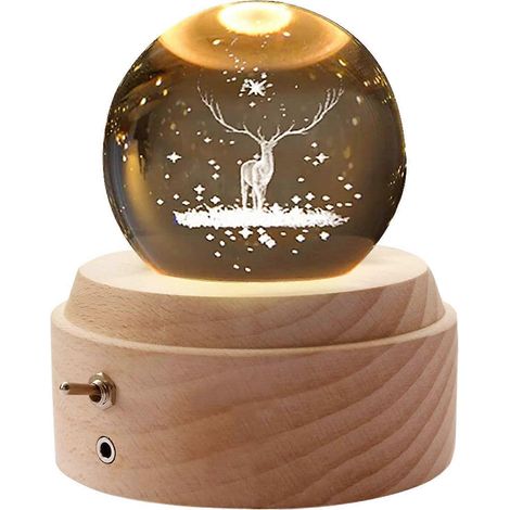 Symphonie onirique en verre, boule de cristal 3D avec projection lumineuse LED, cadeau exquis pour un anniversaire ou la Saint-Valentin (verre cristal K9 de haute qualité). (1/4)