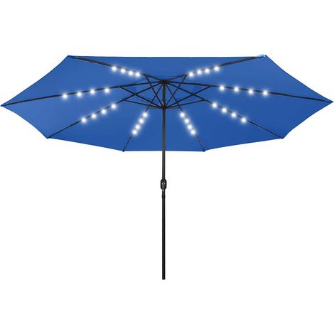 Maison Exclusive - Parasol de jardin avec lumières LED et mât en métal bleu azuré (1/5)