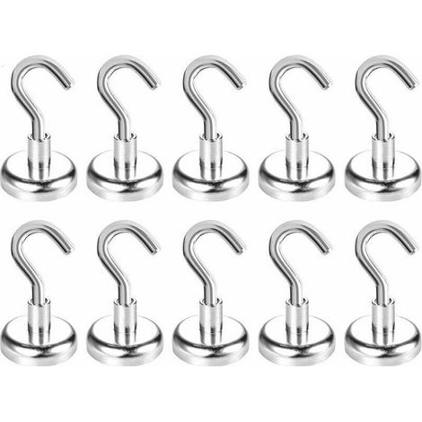 royaluxe -Crochets Magnetiques,22kg Super Strong Neodymium Crochets Magnet Crochets magnétiques 25mm (10pcs),