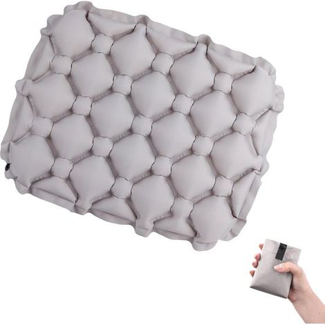 Coussin d'assise gonflable ultra-léger – Pliable – Sac de rangement – Gris – Camping, randonnée, avion (1/5)