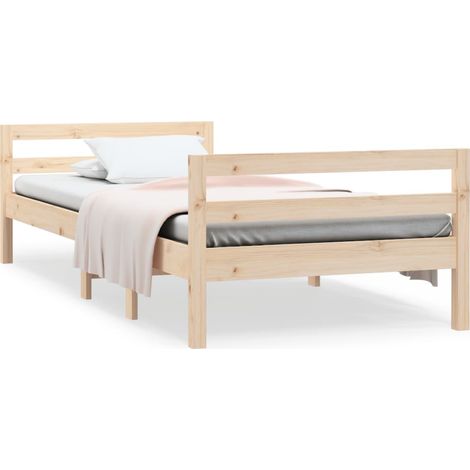 Lit double pour adulte Cadre de lit - 90x190 cm Bois de pin massif BV481438 - BonneVie (1/5)