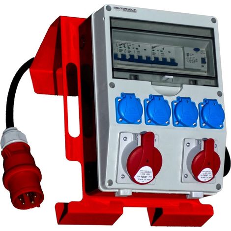 Tableau électrique de chantier sur pied avec câble TD-S/FI SET 32 A 16 A 4x230 V Doktorvolt DV-6191-F (1/4)