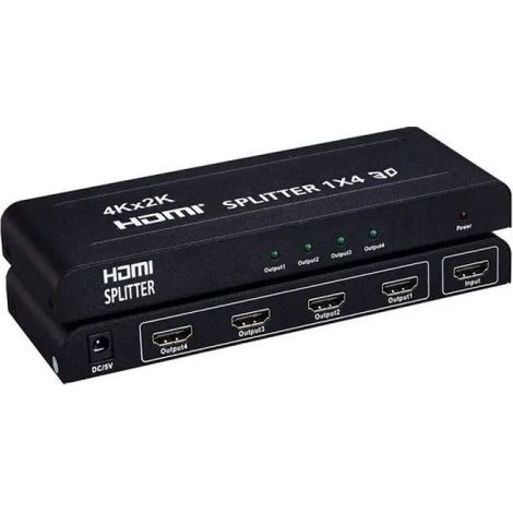 SPLITTER SDOPPIATORE HDMI FULL HD 1080P 4K 2K 3D 4 USCITE AMPLIFICATE Art. 89114