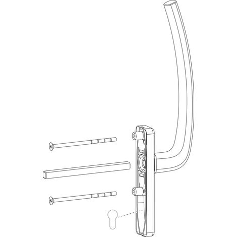HAUTAU ATRIUM HS Griff PZ außen mit Vierkant, TS 68-92 mm, Alu silber eloxiert (1/2)