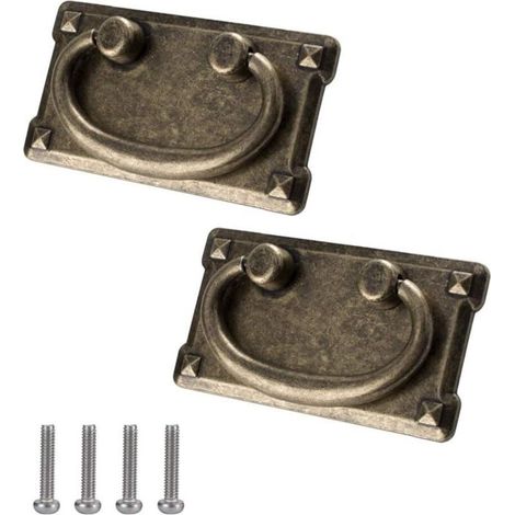 Poignée Tiroir Laiton 2 Pièces Poignee de Meuble Vintage Poignées de Tirage Rétro Poignées de Tirage Antique avec Vis Accessoires (1/5)