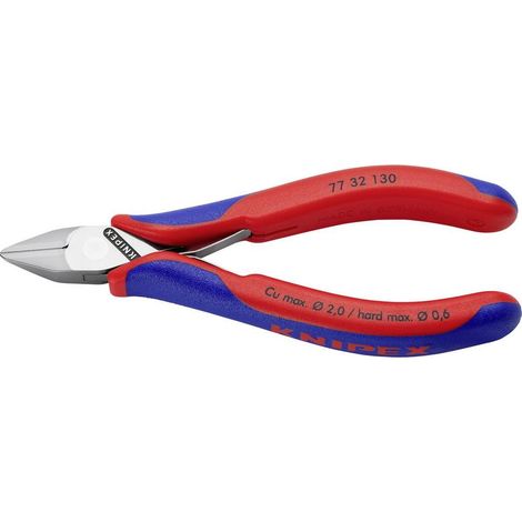 KNIPEX 77 32 130 Alicates de corte diagonal para electrónica con articulación machihembrada con mangos multicomponentes 130 mm