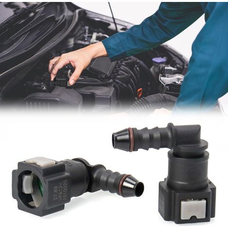 Lot de 2 Connecteur de Tuyau de Carburant de Voiture, Raccord durite essence, connecteur rapide à 90 degrés, plastique 7.89mm Connecteur ID6 (1/5)