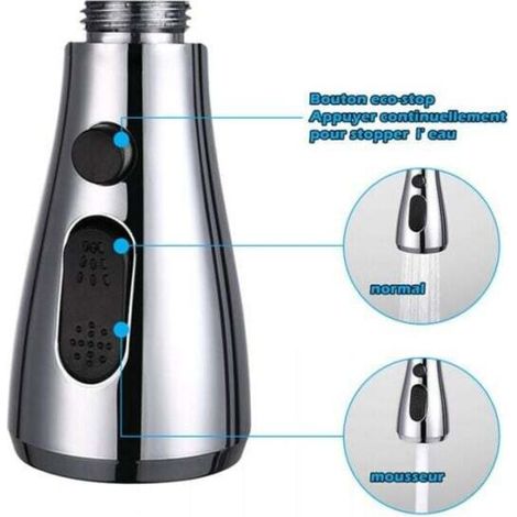 Miscelatore estraibile per doccia, doccetta, lavabo, soffione doccia professionale da cucina, 2 getti cromati (1/2)