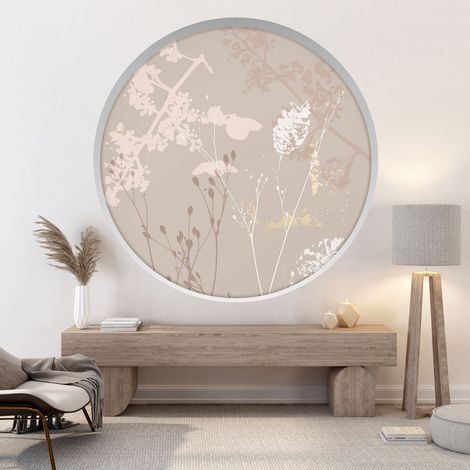 Stickers Trompe l'oeil Arche ronde - Feuilles - Diamètre 30 cm (1/4)