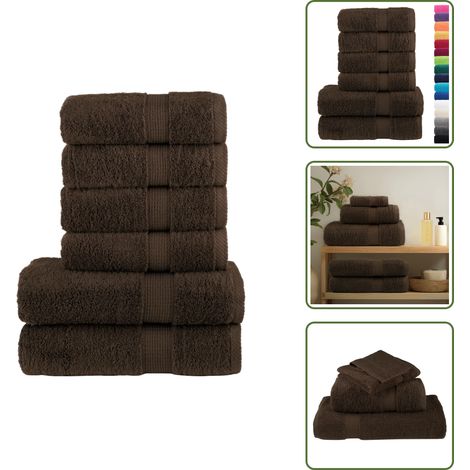 The Living Store 6 tlg. Premium-Handtuch-Set SOLUND Braun 600 g/m² - Badetuch (1/5)