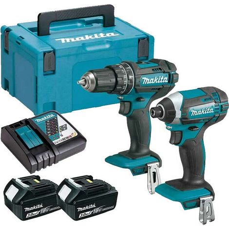 Makita DLX2131J Cordless 18v LXT 2 Piece Power Tool Kit With 2 x 3Ah Batts, Charger And Case (1/3)