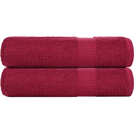 Serviettes de douche FROGN, lot de 2, coloris Bordeaux, 70 x 140 cm, 360 g/m².