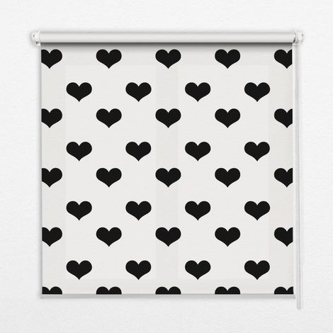 Tenda a Rullo Interna per Finestra - Tenda Filtrante Luce - Tenda Privacy - Tenda Decorativa Rettangolare - Rullo per Interni - (70 cm x 140 cm) - Cuori Neri