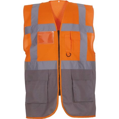 Gilet multifunzione Yoko ad alta visibilità Arancione / Grigio M
