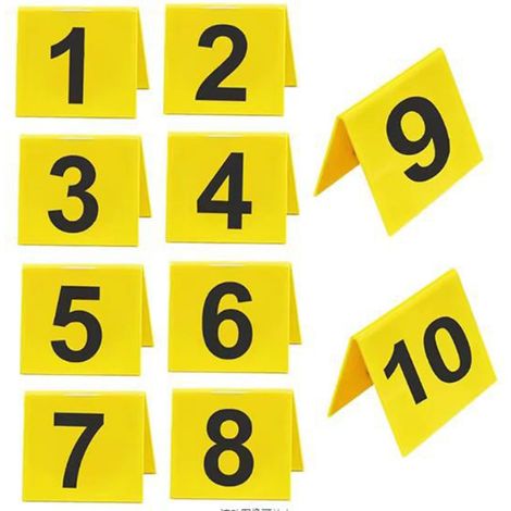 Marqueurs de preuves en acrylique, 10 pièces, 1 à 10, scènes de Crime, tentes, cartes numériques de Table pour jeu de détective, décorations de fête, jaune (1/5)