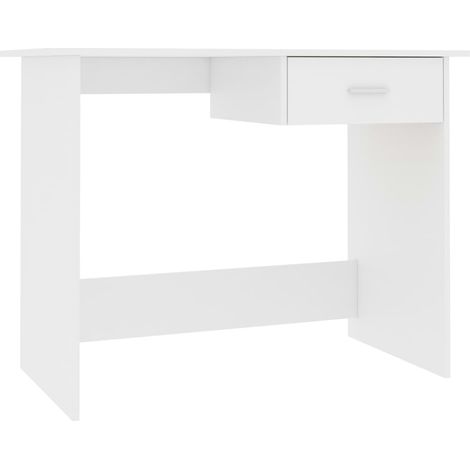 Bureau table poste de travail meuble d'ordinateur informatique étude 100 x 50 x 76 cm bois d'ingénierie blanc