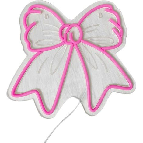 Enseigne lumineuse néon nœud rose, décoration murale personnalisée, art mural rose tendance, alimentation USB, cadeau d'anniversaire pour amies (1/5)