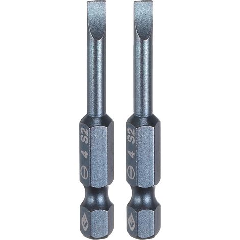 2pcs Embouts de tournevis plats magnétiques fendus 4mm SL4 50mm 2" Tige hexagonale 1/4" Acier S2 (1/5)