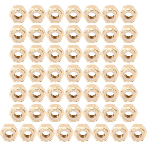50 écrous autobloquants en cuivre pur, durables et anti-desserrage, accessoires de quincaillerie (M6) (1/4)