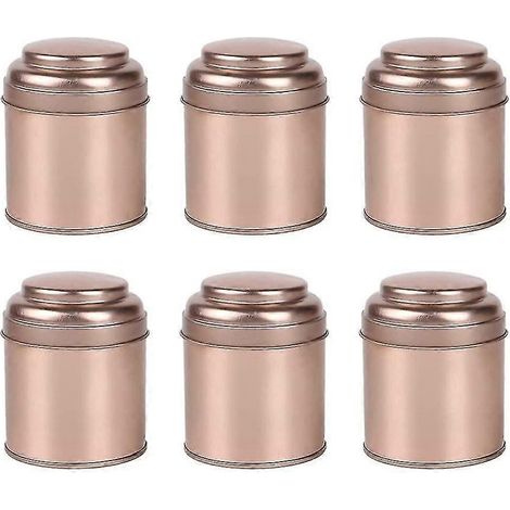 Tea caddy with airtight double lid, mini tin box and small round kitchen jar, 6 pieces (1/5)