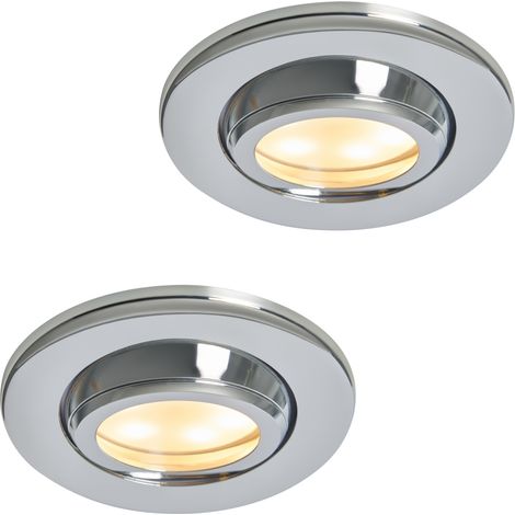 Litecraft Marlowe Fire Rated Tiltable Round IP65 Rated Recessed Downlights in Polished Chrome - Pack of 2 (1/5)